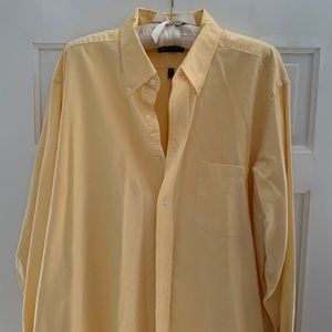 Chaps mens wrinkle free yellow long sleeve button down, 17-17.5 34/35, XL.
